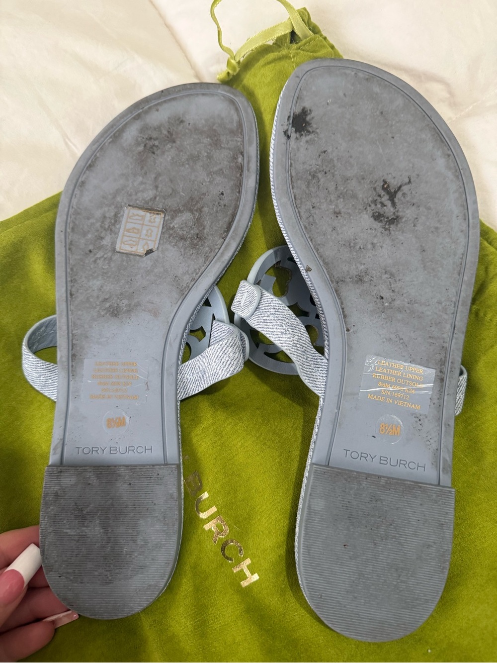 Tory Burch Miller Sandal Blue Cloud Denim Size 8.5 $200 - Picture 3 of 3